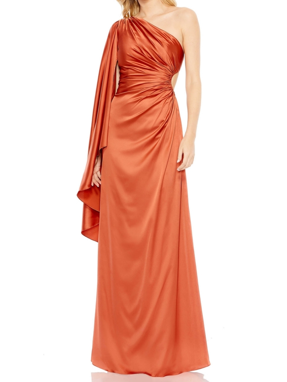 NWT Mac Duggal 68340 One Shoukder Draped Sleeve Gown Size 2
